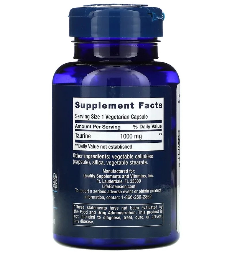Taurina, 1,000 mg, 90 Cápsulas, Life Extension
