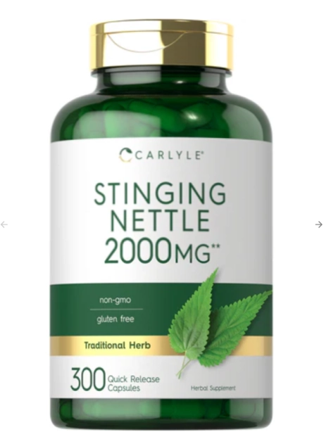 Stinging Nettle Leaf Extract, Folha de Urtiga 2000mg, 300 Cápsulas, Carlyle