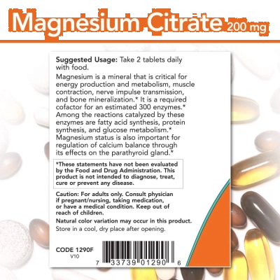 Citrato de Magnésio, 100 Comprimidos, Now