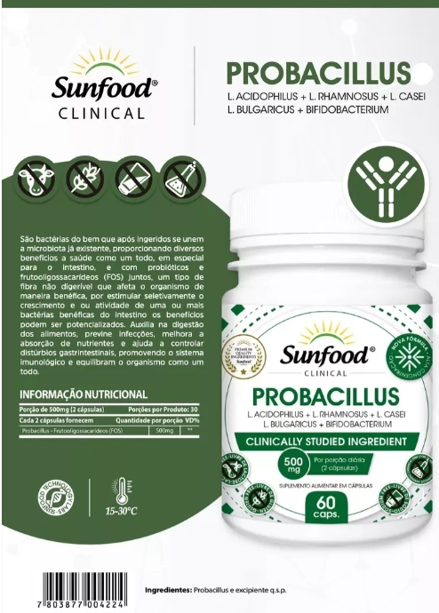 Probacillus, 500mg, 60 Cápsulas, Sunfood