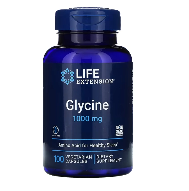 Glicina 1000mg, 100 Cápsulas, Life Extension