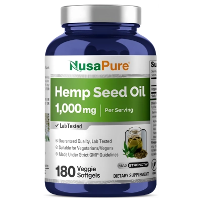 Hemp Seed Oil (Óleo de Cânhamo), 1000mg, 180 Softgels, NusaPure