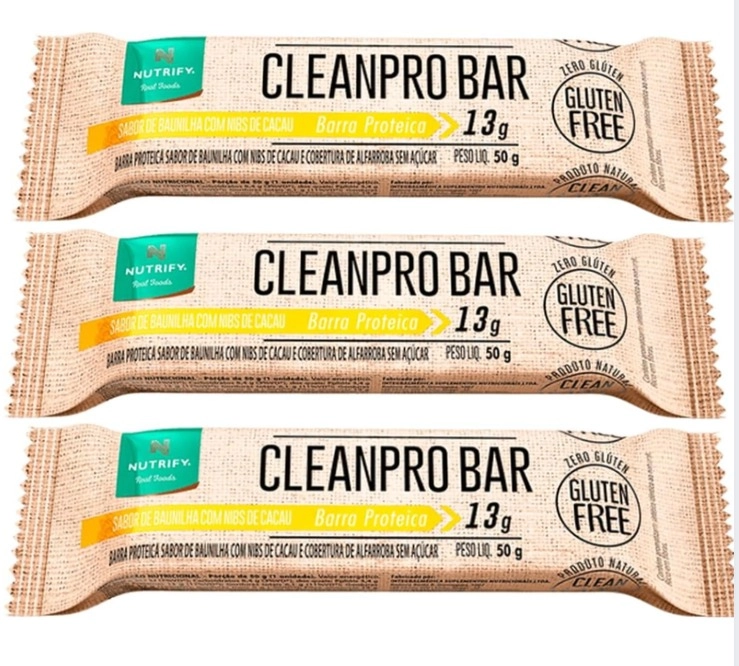 Cleanpro Bar, Barra de Proteina, Sabores, 3 Unidades 50g Cada, Nutrify