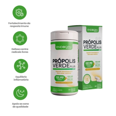 Própolis Verde 133mg + Inositol 600mg+ Vitamina C 200mg, 60 Cápsulas, Endogen