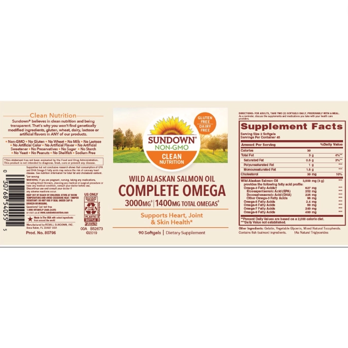 Ômega Completo com Óleo de Salmão, 1400mg, 90 Cápsulas, Sundown
