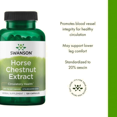 Horse Chestnut Extract (Extrato da castanha da Índia), 250mg, 120 Cápsulas, Swanson