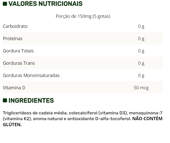 Vitamina D3 + Vitamina K2, 20ml, PuraVida