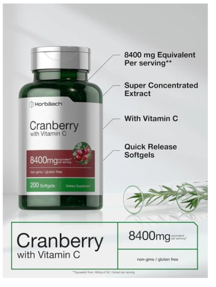 Cranberry Com Vitamina C, 8400mg, 200 cápsulas, Horbaach