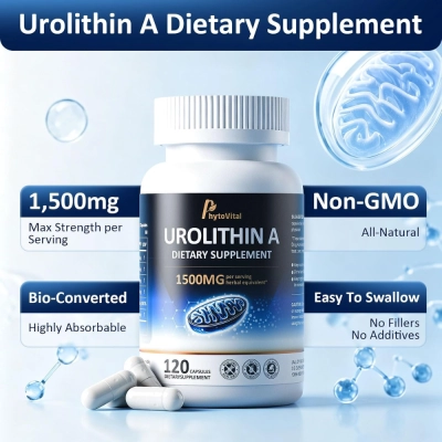 Urolitina A, Complexo 6 em 1, 1.500mg, 120 Cápsulas, PhytoVital