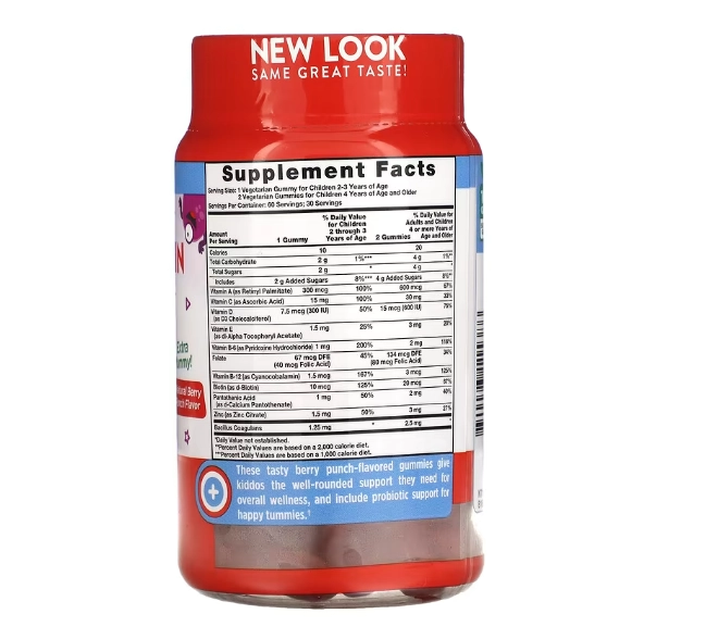 Multivitamínico + Probiótico Just 4 Kidz, 60 Gomas sabor  Frutas Silvestres, Nature's Truth