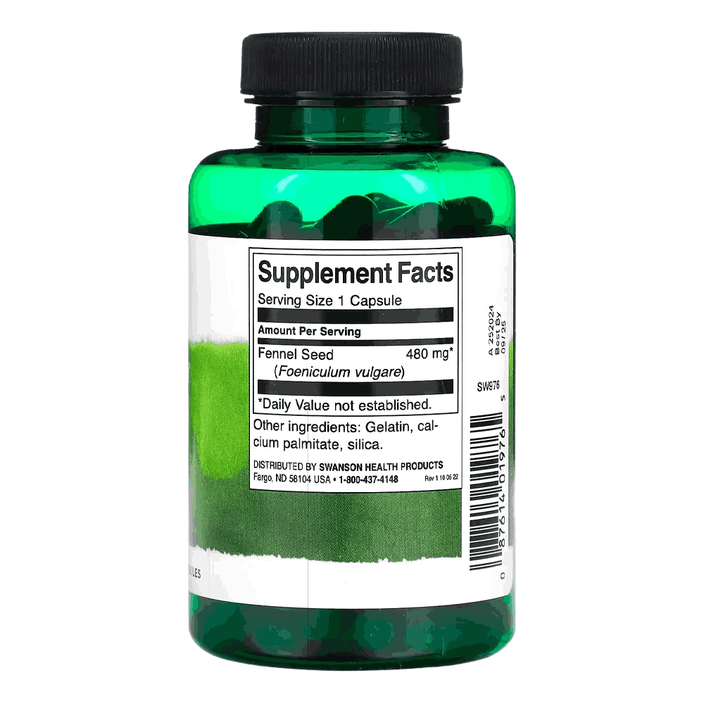Semente de Funcho 480mg, 100 Cápsulas - Swanson 
