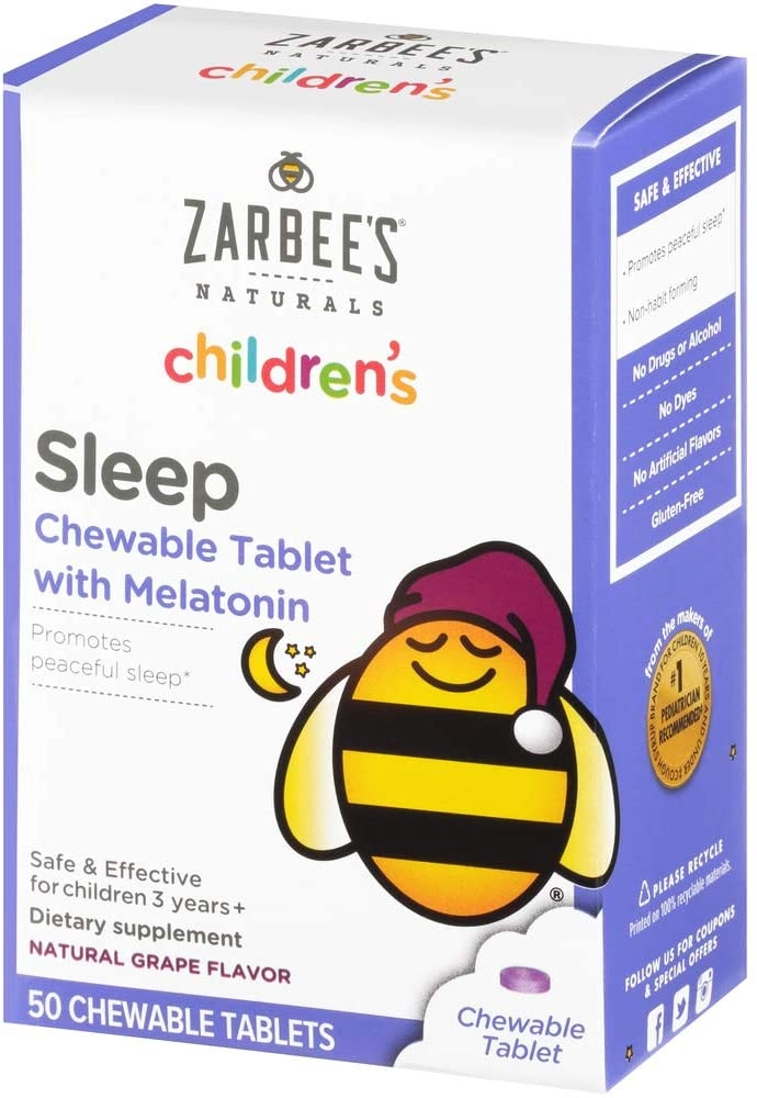 Melatonina Infantil 1mg, 50 Comprimidos Mastigáveis, Zarbee's