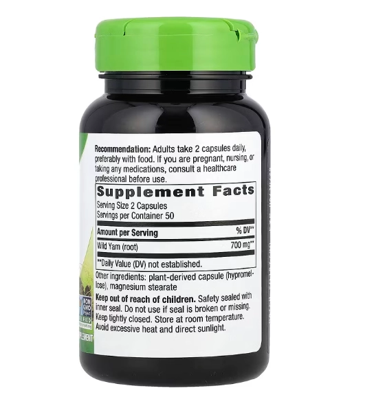 Wild Yam Root, Raiz de Inhame Selvagem 700mg, Cápsulas, Nature's Way