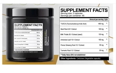 TUDCA, Ácido Tauroursodeoxicólico, 90 Cápsulas, Vegatot