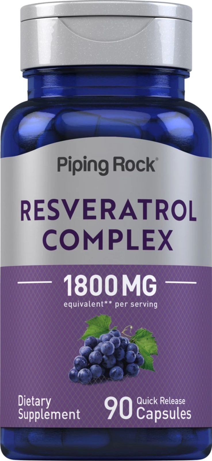 Complexo de Resveratrol 1800mg, 90 Cápsulas, PipingRock