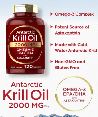 Óleo de Krill Antártico, 2000mg, 120 Cápsulas, Carlyle