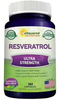 Resveratrol 100% Natural, 1000mg, 180 Cápsulas, aSquared Nutrition
