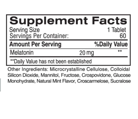 Melatonina 20mg, 60 Tablets Sublingual, Earth's Creation
