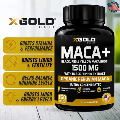 MACA+, 1500 MG, 150 Cápsulas, Gold Health