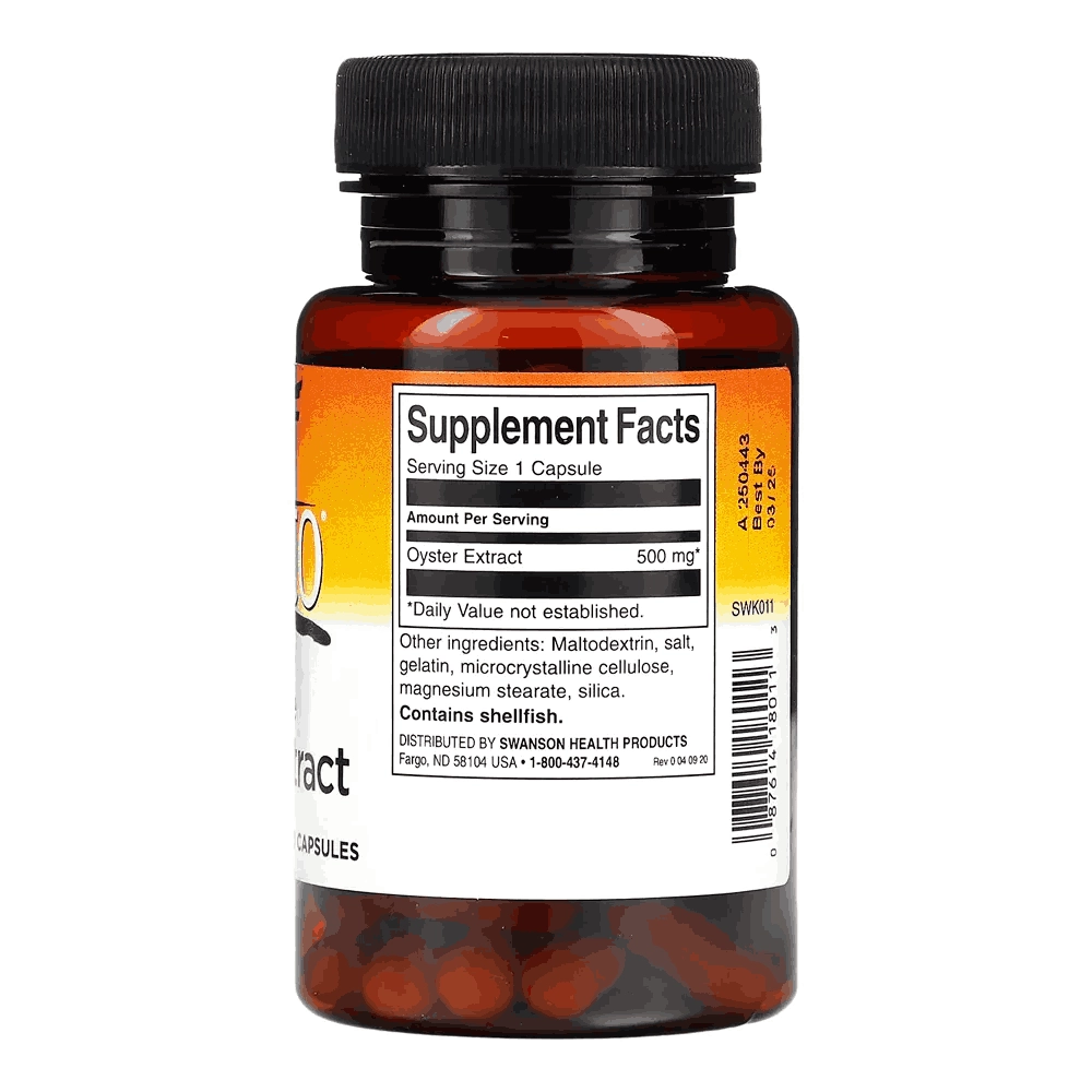 Extrato Ostra Japonesa 500mg, 60 Cápsulas - Swanson 