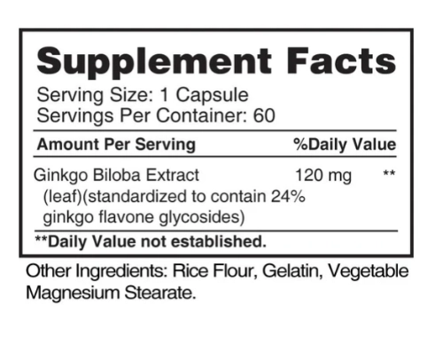 Ginkgo Biloba, 120mg, 60 Cápsulas, Earth's Creation