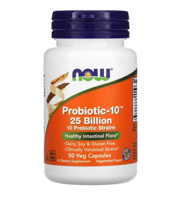 Probiótico-10, 25 Bilhões, 50 Cápsulas, Now
