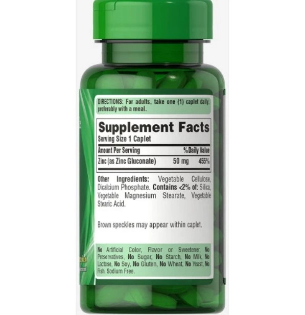 Zinco, 50mg, 100 capsulas, Puritan's Pride