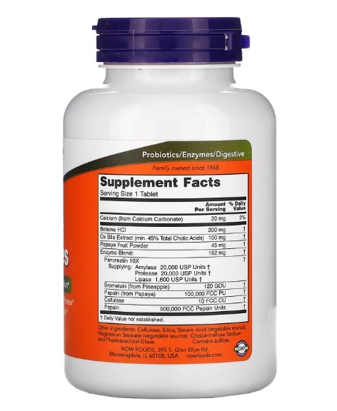 Super Enzimas,182mg, 90 Comprimidos, Now