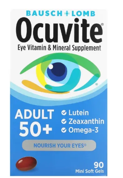 Ocuvite, Suplemento Vitamínico e Mineral para os Olhos Adulto 50+, 90 Mini Cápsulas, Bausch & Lomb