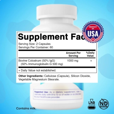 Colostrum (Colostro), Grass Fed Bovine, 1000mg, 120 Cápsulas, Vitamatic