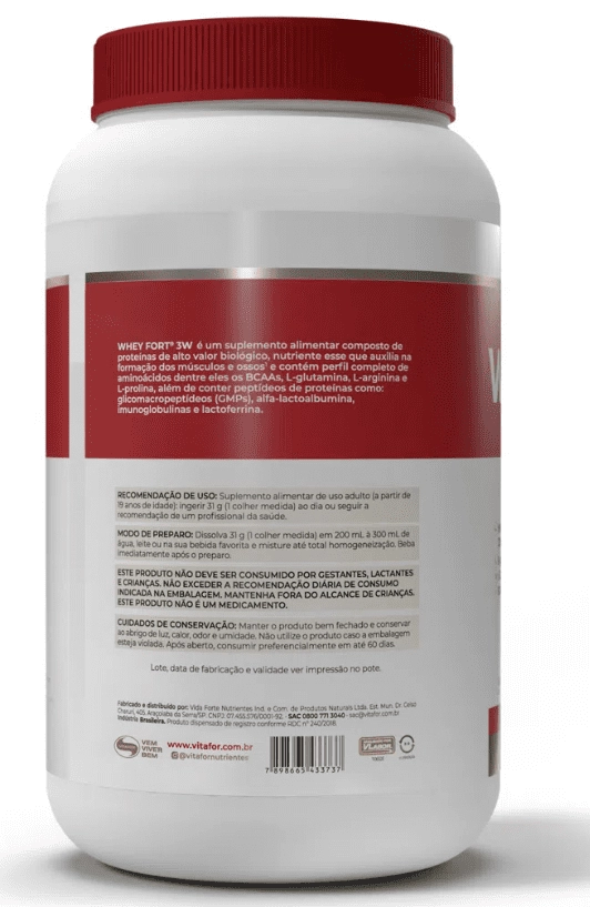 Whey Fort 3w, Sabor Banana, 900g, Vitafor