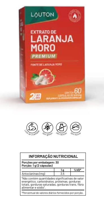 Laranja Moro Premium, 165mg, 60 capsulas, Lauton Nutrition
