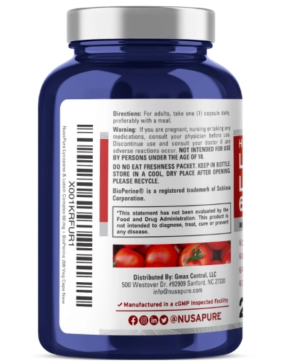 Complex de Licopeno e Luteína 60mg, 200 Cápsulas, NusaPure