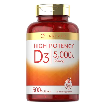 Vitamina D-3 5000UI, 500 cápsulas, Carlyle