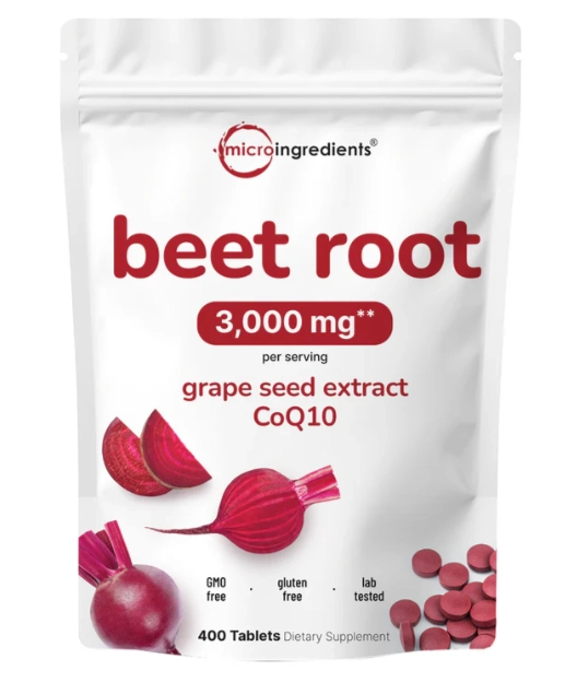 Beet Root, Beterraba 3000mg com Semente de Uva e CoQ10, 400 Comprimidos, Micro Ingredients