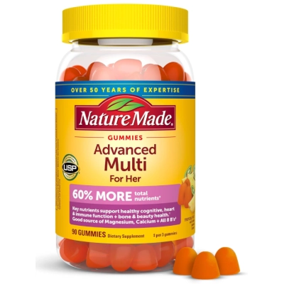 Advanced Multi Mulheres com Citrato de Magnésio, Cálcio e Vitaminas do Complexo B, 90 Gomas, Nature Made