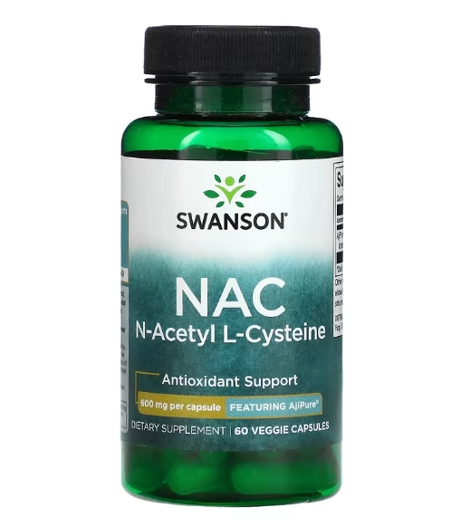 NAC Acetyl cysteine, Acetilcisteína, 600mg, 60 cápsulas, Swanson