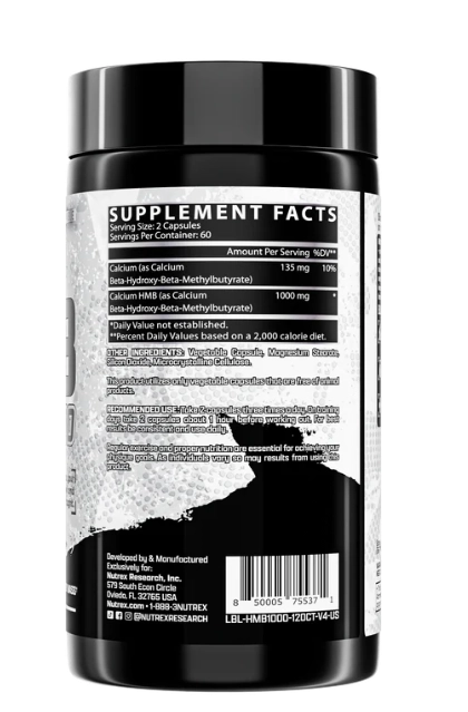 HMB, 1000mg, 120 Cápsulas, Nutrex