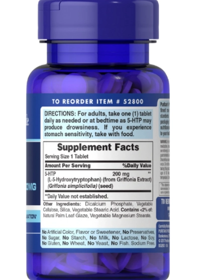 5-HTP 200mg, 60 Cápsulas, Puritan's Pride