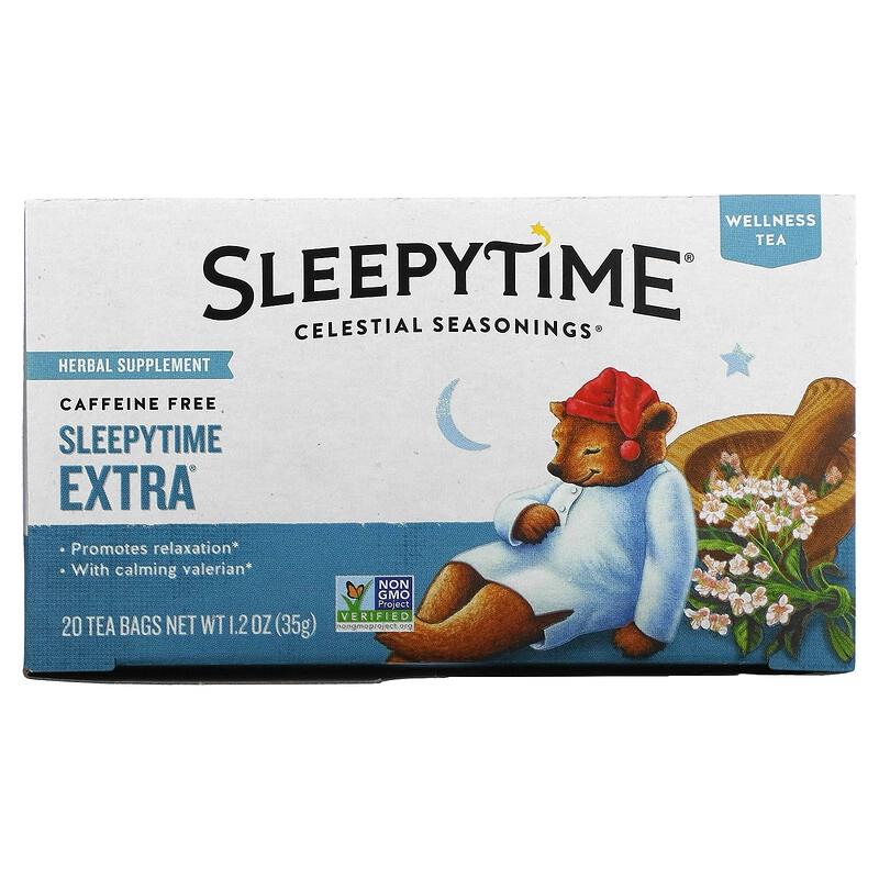 Chá  Bem-Estar (Extra Sleepytime)  Sem Cafeína, 20 Saquinhos 35g, Celestial Seasonings