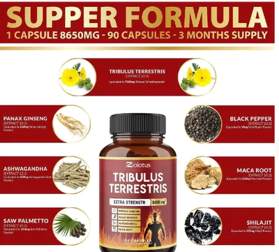 Tribulus Terrestris, 8650mg por cápsula, 90 cápsulas, Zolotus