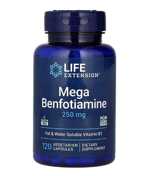 Mega Benfotiamina, 250mg, 120 Cápsulas, Life Extension