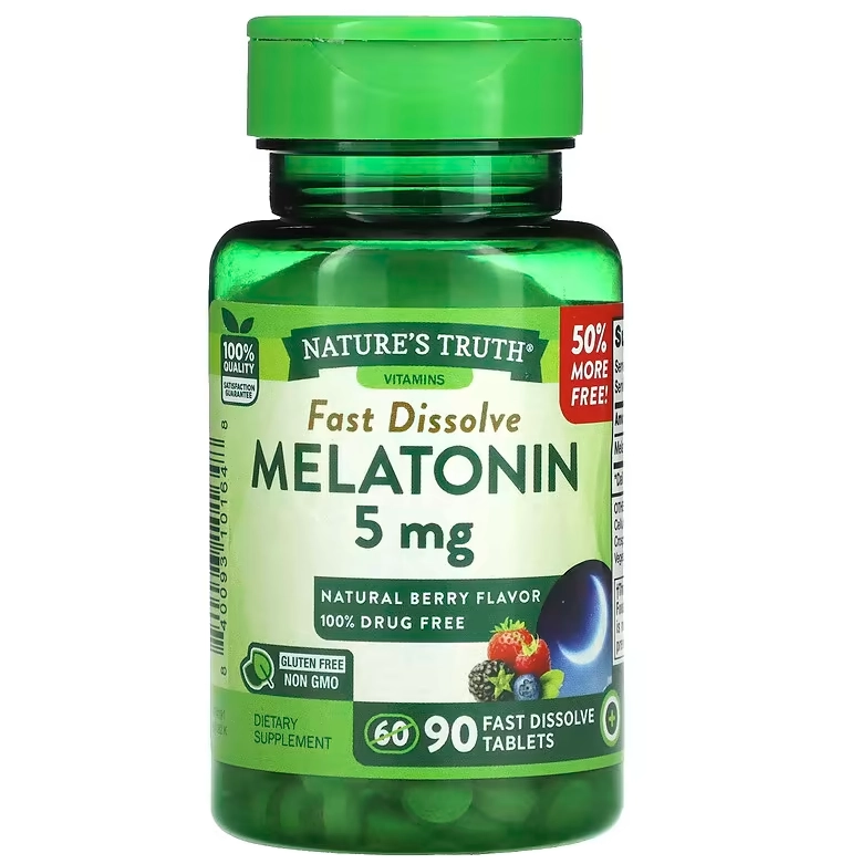 Melatonina 5mg, 90 Comprimidos Sublingual, Frutas vermelhas, Nature's Truth