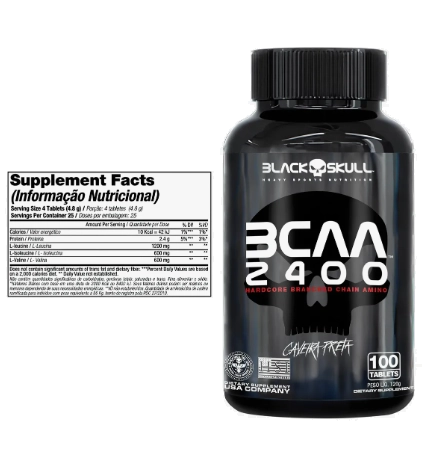 BCAA Hardcore 2400, 100 Tablets, Black Skull