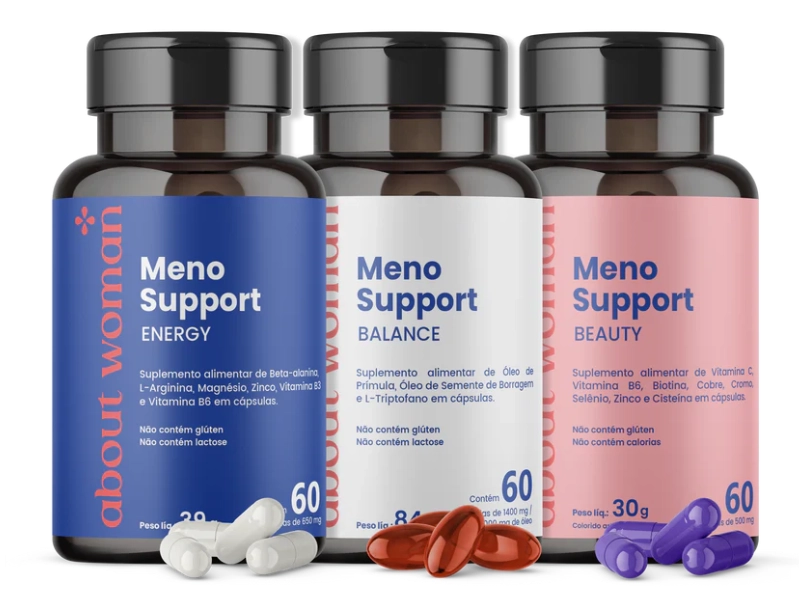 Kit Meno Support, Contribuicao Para uma Rotina Completa de Cuidados, 60 Cápsulas Cada frasco, About Woman