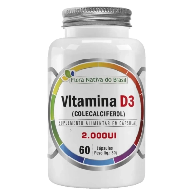 Vitamina D3, 2000UI, 60 Cápsulas, Flora Nativa