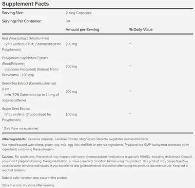 Resveratrol 50mg Now 60 cápsulas
