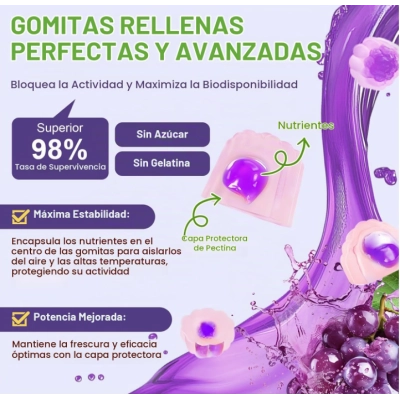 Prebiótico 5 em 1 com 6 Cepas  de Probióticos, 60 Gomas sabor Uva, Totaria Health