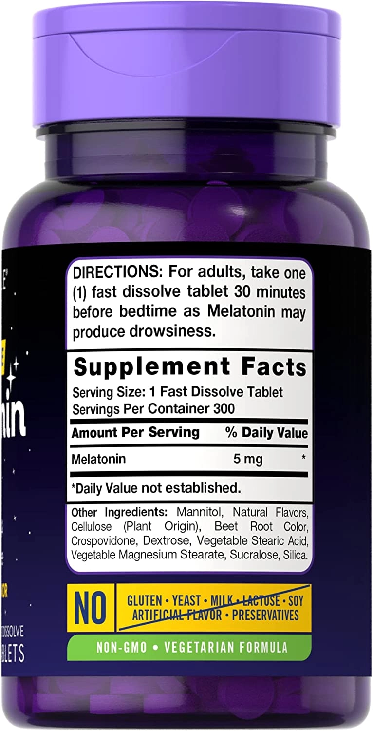 Melatonina 5mg, Fast Dissolve, 300 Comprimidos, Carlyle 