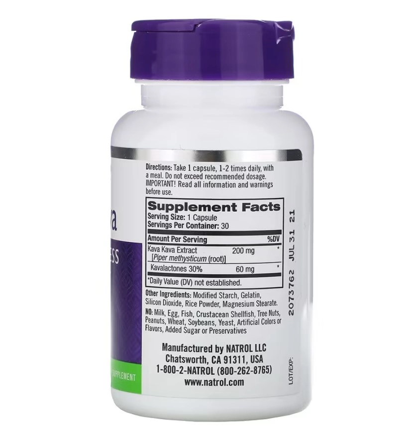Kava Kava, 200 mg, 30 Cápsulas, Natrol